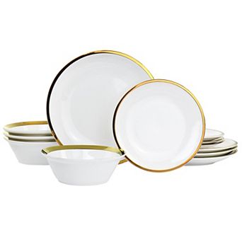 Gibson Home Premier Gold Fine Ceramic 12 pc Dinnerware Set