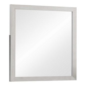 Mirror with Wooden Frame and Grain Details, White
