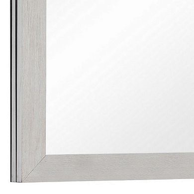 Mirror with Wooden Frame and Grain Details, White