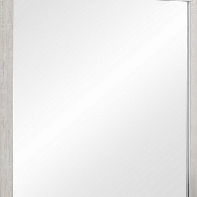 Mirror with Wooden Frame and Grain Details, White