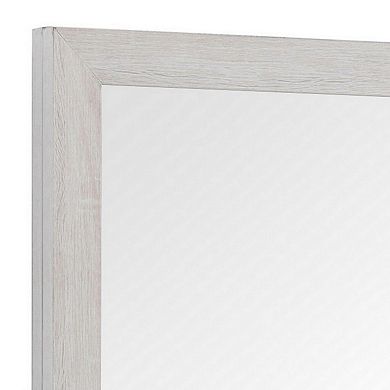 Mirror with Wooden Frame and Grain Details, White