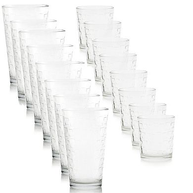 Gibson Home Great Foundations 16 Piece Tumbler and Double Old Fashioned Glass Set