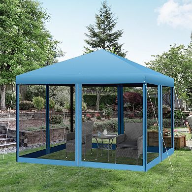 Outsunny 10' X 10' Pop Up Canopy With 4 Removable Sidewalls