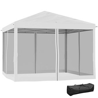 Outsunny 10ft x 10' Pop Up Canopy with 4 Removable Sidewalls, American Flag