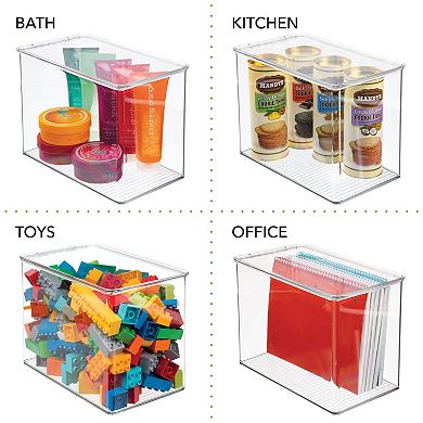 mDesign Tall Plastic Stackable Art and Craft Storage Bin with Hinged Lid