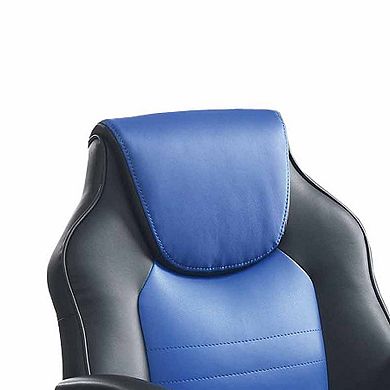 Rue 27 Inch Ergonomic Office Chair, Faux Leather Swivel Seat, Black, Blue