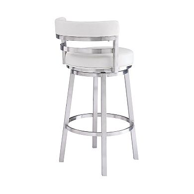 Leatherette Curved Back Counter Barstool with Swivel Mechanism, White