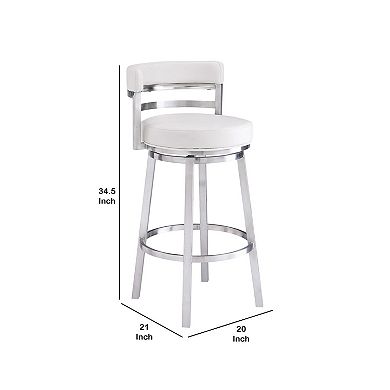 Leatherette Curved Back Counter Barstool with Swivel Mechanism, White