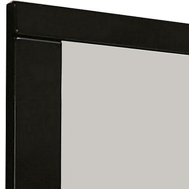 37 Inch Rectangular Mirror with Wooden Frame, Black