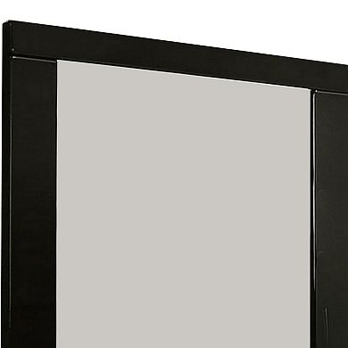 37 Inch Rectangular Mirror with Wooden Frame, Black