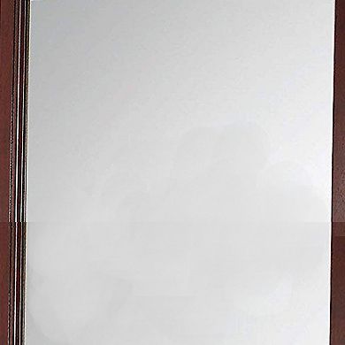 Transitional Style Mirror with Raised Wooden Frame, Brown and Silver