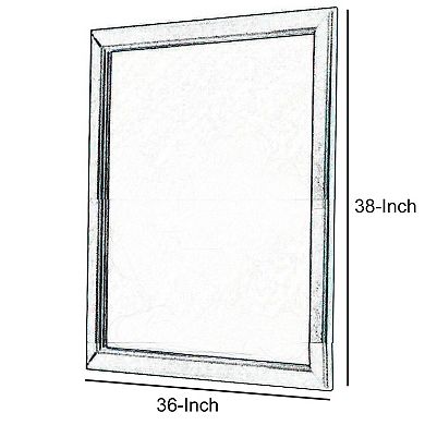 Transitional Style Mirror with Raised Wooden Frame, Brown and Silver