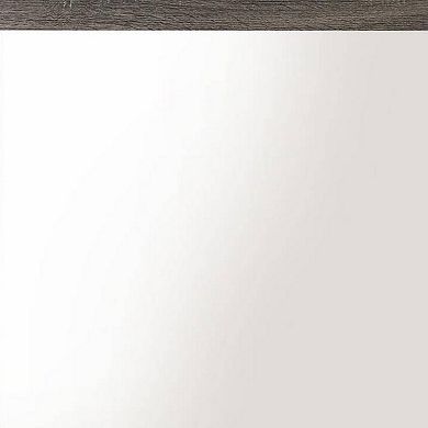 Transitional Style Grained Wood Encased Square Mirror, Gray