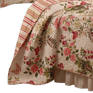 Atlanta Fabric 3 Piece Queen Size Quilt Set with Butterfly Print,Multicolor