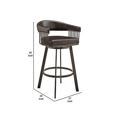 Oliver 26 Inch Modern Counter Stool, Vegan Faux Leather, Swivel, Dark Brown