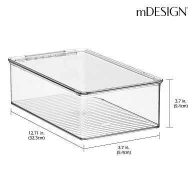 mDesign Plastic Playroom/Gaming Storage Organizer Box, Hinge Lid, 8 Pack, Clear