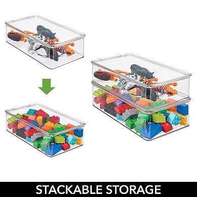 mDesign Plastic Playroom/Gaming Storage Organizer Box, Hinge Lid, 8 Pack