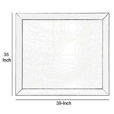 Wooden Framed Mirror with Rectangular Shape, Silver and White