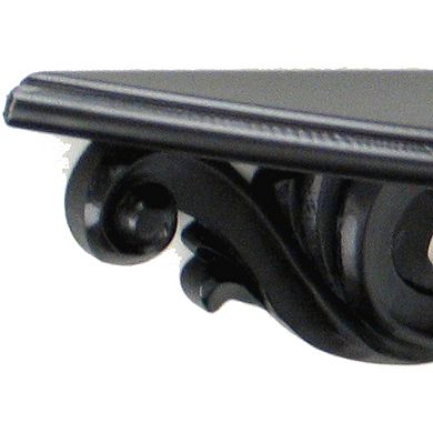 Hand Carved Wooden Moonbay Wall Shelf in Floral Design, Black