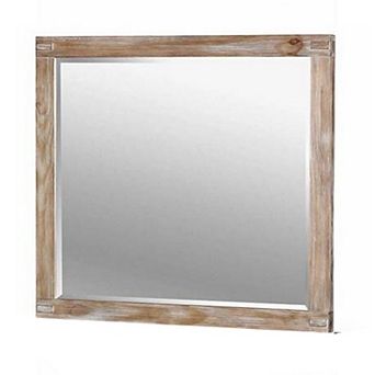 38 Inch Mirror with Rectangular Wooden Frame, Brown