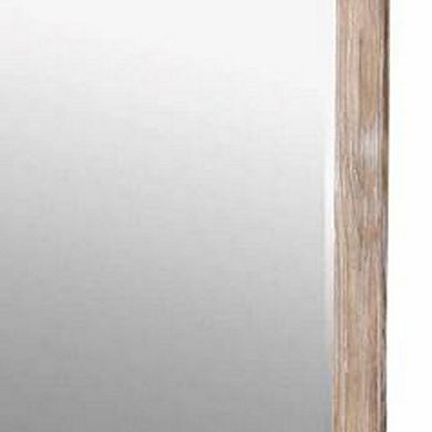 38 Inch Mirror with Rectangular Wooden Frame, Brown