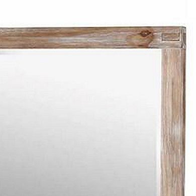 38 Inch Mirror with Rectangular Wooden Frame, Brown
