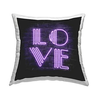 Stupell Home Decor Love Purple Neon Throw Pillow