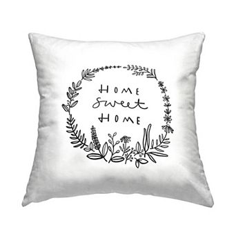 Stupell Home Decor Sweet Home Casual Botanical Wreath Throw Pillow
