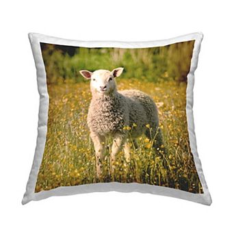 Stupell Home Decor Farmland Sheep Country Flower Meadow Throw Pillow