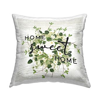 Stupell Home Decor Sweet Home Floral Leaves Wreath Throw Pillow