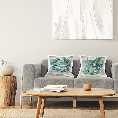 Stupell Home Decor Blue Crab Lobster Marine Sea Life Throw Pillow