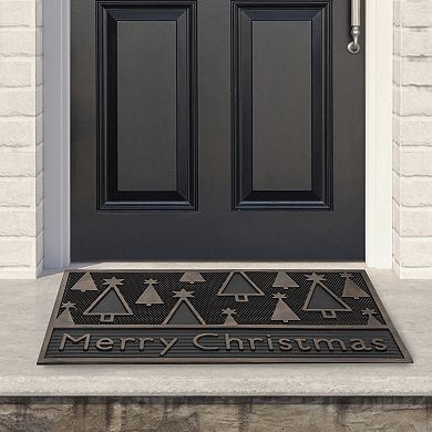Black and Gold Merry Christmas Doormat 18" x 30"
