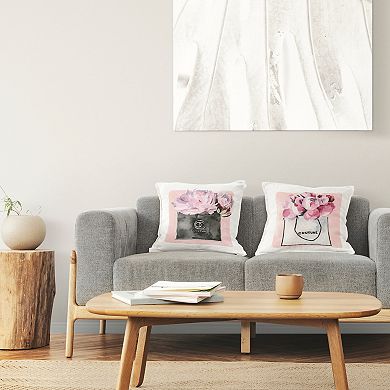 Stupell Home Decor Pink Glam Designer Brand Flower Bouquet Throw Pillow
