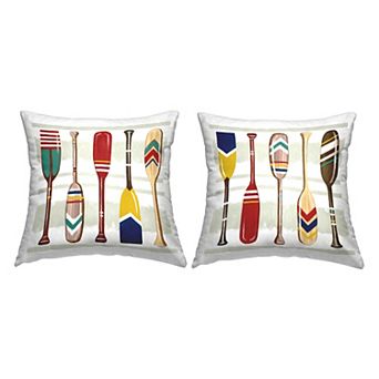 Stupell Home Decor Lake House Oars Various Patterned Boat Paddles Throw Pillow