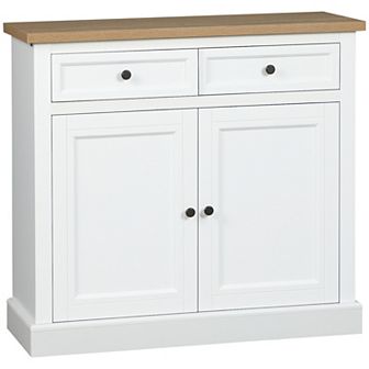 Modern Buffet Cabinet With 2 Storage Drawers And Adjustable Shelves, White