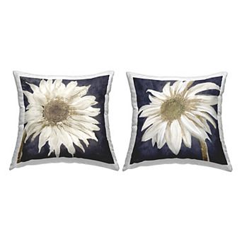 Stupell Home Decor Modern White Daisy Flower Close Up Petals Throw Pillow