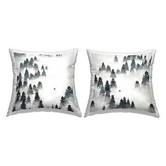 Stupell Home Decor Snowy Ski Slopes Mountain Pine Trees Throw Pillow