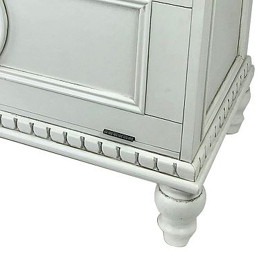Accent Chest with Drop Down Storage and Carved Details, White