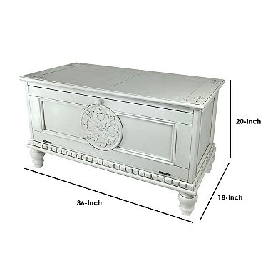 Accent Chest with Drop Down Storage and Carved Details, White