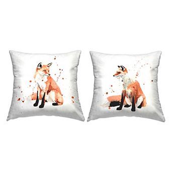 Stupell Home Decor Sitting Red Fox Urban Splatter Nature Animal Throw Pillow