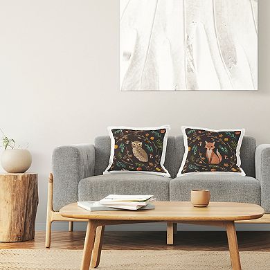 Stupell Home Decor Cozy Autumn Botanicals Owl & Fox Woodland Creatures Throw Pillow