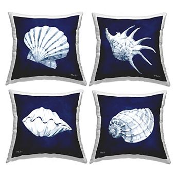Stupell Home Decor Navy Blue Varied Seashells Aquatic Animals Throw Pillow