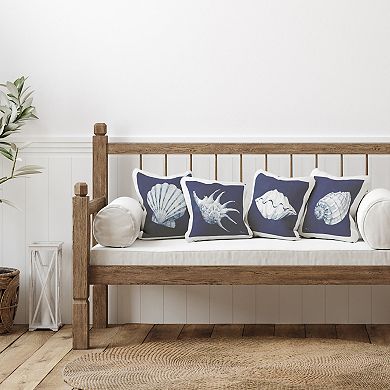 Stupell Home Decor Navy Blue Varied Seashells Aquatic Animals Throw Pillow