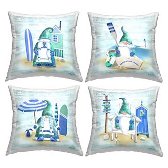 Stupell Home Decor Blue Coastal Gnome Nautical Beach Activities Throw Pillow