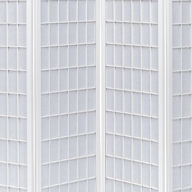 Contemporary Style Four Panel Folding Screen, White