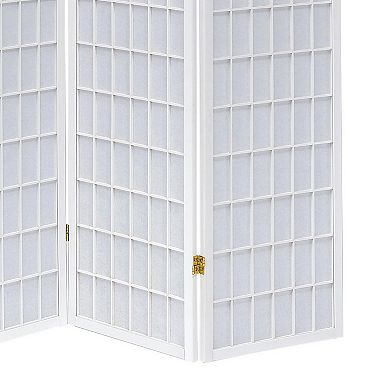 Contemporary Style Four Panel Folding Screen, White
