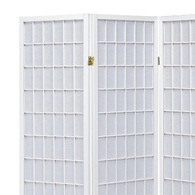 Contemporary Style Four Panel Folding Screen, White