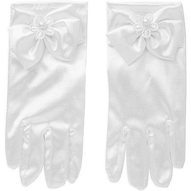 Girl's Flower Veil and Gloves for First Communion (White, 2 Pieces)