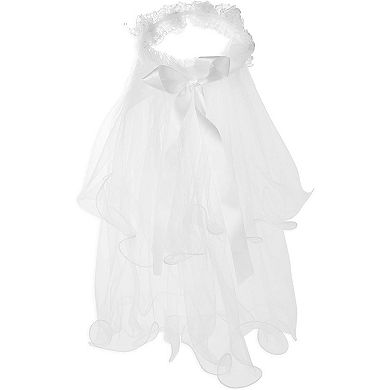 Girl's Flower Veil and Gloves for First Communion (White, 2 Pieces)