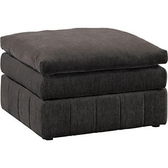 Luna 33 Inch Modular Ottoman, Three Layer Plush Cushioned Seat, Dark Gray